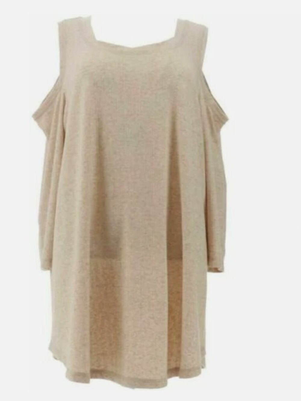 Isaac Mizrahi SOHO 3/4 Sleeve Cold Shoulder Tunic-Barley-Large-A305205-NEW